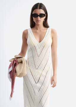 Vestido midi de ganchillo con escote en pico - H&m фото 5