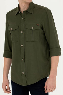 Мужская рубашка цвета хаки с длинным рукавом - U.s. polo assn фото 13