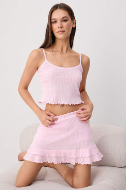 Pembe %100 Pamuklu _ort Etekli Fitilli/Pointel _rme Pijama Tak_m_ THMSS26PT00279 - Trendyolmilla фото 5