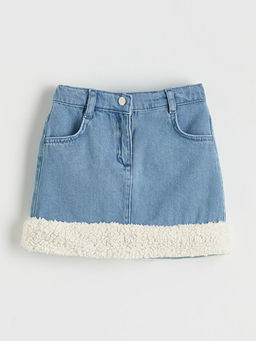 Pel?? Detayl? K?z ?ocuk Jean Etek