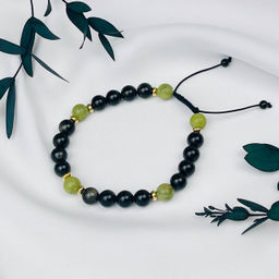 Браслет регулируемый из золотистого Обсидиана и Везувиана от 20 см