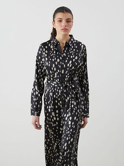 Desenli Saten Kad?n G?mlek Elbise