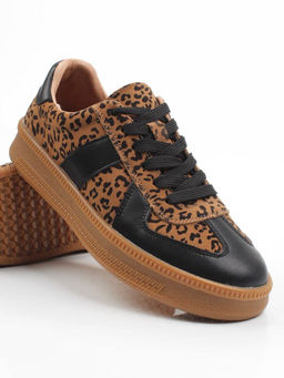 03-YH503-1 BLACK/LEOPARD Кроссовки женские (натуральная кожа, натуральная замша) - Фабричный китай фото 10