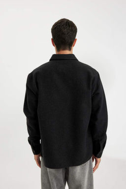 Рубашка стандартного кроя с воротником-поло и длинными рукавами - Defacto фото 5