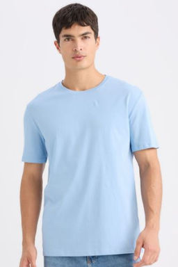 New Regular Fit Bisiklet Yaka Basic Duz K?sa Kollu Tisort