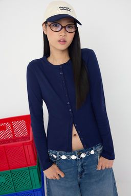 Teen Pembe Dugmeli Vucuda Oturan Esnek Orme Bluz | TWOAW26BZ00007 - Trendyolmilla фото 7