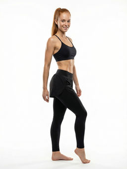 Легинсы RUI GE GE женские с шортами 2 в 1 черные - Mtforce фото 7