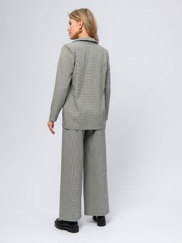 Жакет черный в мелкую клетку удлиненный с отложным воротником - 1001dress фото 8