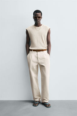SLEEVELESS KNIT T-SHIRT