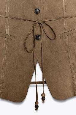 BEADED BELT WAISTCOAT IN LINEN BLEND - Zara фото 16