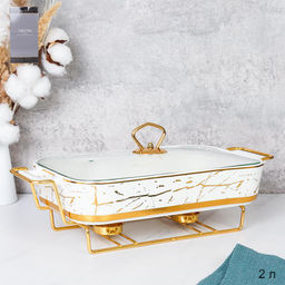 Мармит с подогревом 2 л Белое золото / WG-605-2 /уп 8/ керамическая чаша на подставке с подогревом