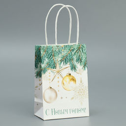 Пакет крафтовый Роскошь Нового года, 15 10 6 см