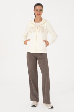 Kad_n Krem Fermuarl_ Kap__onlu Basic Sweatshirt - U.s. polo assn фото 4