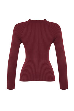 Bordo Pencere/Cut Out Aksesuar Detayl? Triko Kazak TWOAW24KZ00225 - Trendyolmilla фото 7