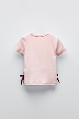 RIBBED T-SHIRT WITH STRIPES AND BOWS - Zara фото 4