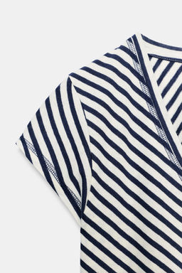 CAMISETA RAYAS CON LINO / Crudo / Marino