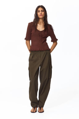 Frill-trimmed rib-knit top - H&m фото 5