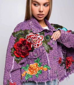 Джинсовая куртка #КТ6 (9), фиолетовый
