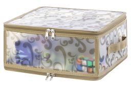Кофр складной для хранения 30*28*15 см Узор на серебре на молнии, пластик.