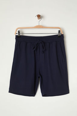 Basic Lacivert Regular/Normal Kesim Orta Boy Bagc?kl? Dokulu K?r?smaz Ottoman Sort TMNSS23SR00039