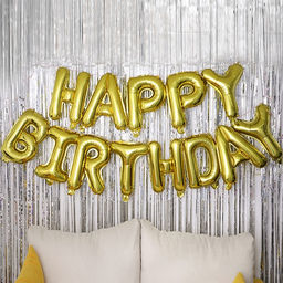 Шары воздушные фольгированные 16" «Happy Birthday», цвет золотой