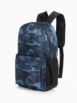 Рюкзак школьный на молнии, с карманами, с принтом, размер 30?13?42 см, тёмно-синий/чёрный