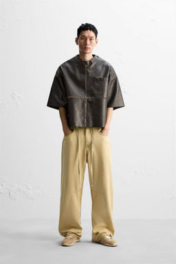 FADED LEATHER EFFECT OVERSHIRT - Zara фото 3
