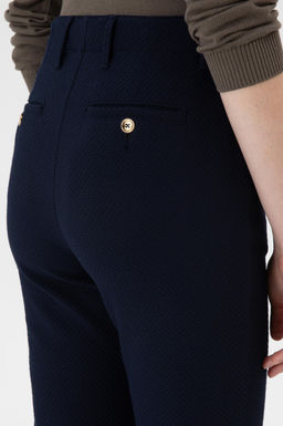 Kad_n A__k Lacivert Carrot High Waist Fit Kanvas Pantolon