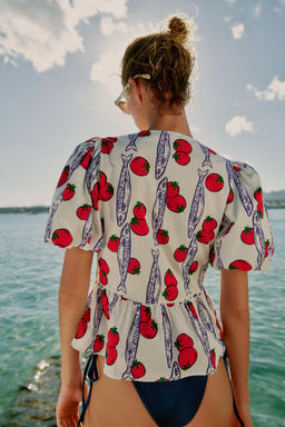 CAMISA ESTAMPADA LAZOS / Azul / Blanco - Zara фото 4