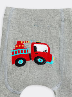 Цена за 3 пары! Колготки детские серые с изображением пожарной машины - Mark formelle фото 3