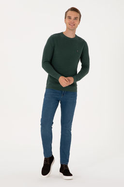 Erkek Slim Fit Bisiklet Yaka Koyu Ye_il Basic Kazak - U.s. polo assn фото 4