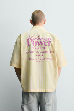 CAMISA BOXY FIT TEXTOS ESTAMPADOS / Amarillo - Zara фото 3