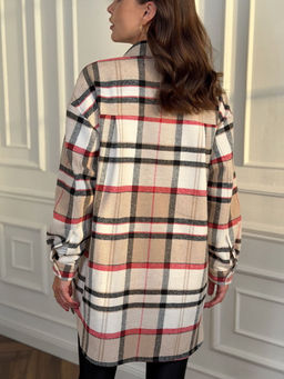 Рубашка DilanaVIP 2127 бежевая клетка