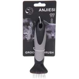 Расческа для удаления колтунов "ПРЕМИУМ - МОЙ БРО", прорезиненная ручка, цвет серый/черный, 5.5*15.5см