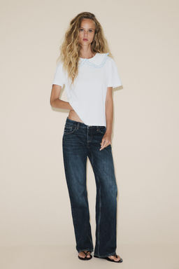 T-SHIRT WITH PETER PAN COLLAR