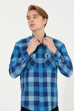 Мужская кобальтово-синяя рубашка с длинным рукавом - U.s. polo assn фото 2