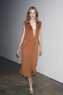 ZW COLLECTION GATHERED EMBROIDERED DRESS - Zara фото 11