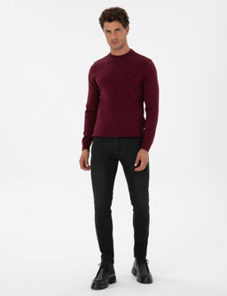 Mor Slim Fit _eyrek Yaka Basic Triko Kazak - Pierre cardin фото 4