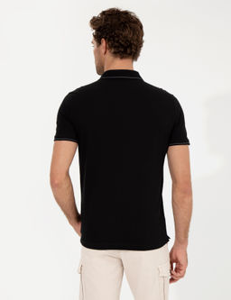 Siyah Polo Yaka Slim Fit T-Shirt - Cacharel фото 5