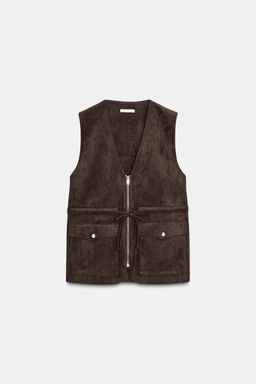 FAUX SUEDE WAISTCOAT WITH POCKETS - Zara фото 5