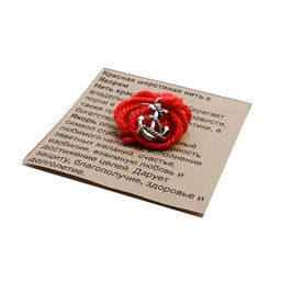 Браслет красная шерстяная нить с подвеской Якорь способствует карьерному росту