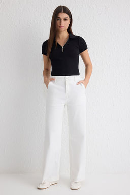 TRENDYOLMILLA Beyaz Dugme Detayl? Yuksek Bel Wide Leg Jeans TWOSS25JE00183  фото 2