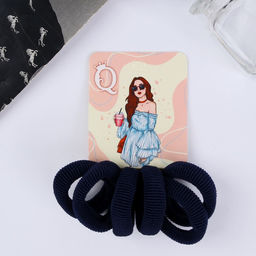 Цена за 7 шт. Резинки для волос «Кокетка», набор 6 шт., обаяние, 4 см, тёмно-синие