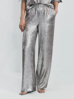 Прямые брюки из блестящей ткани / Zarina