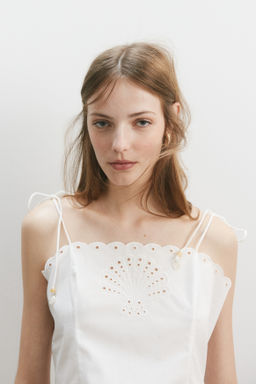 Top con bordado ingl?s y tirantes de lazo - H&m фото 2
