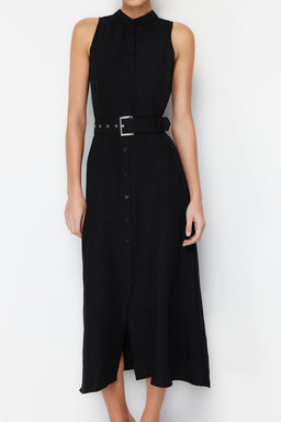 TRENDYOLMILLA Mint Kemerli Midi Dokuma Gomlek Elbise TWOSS23EL01628  фото 16