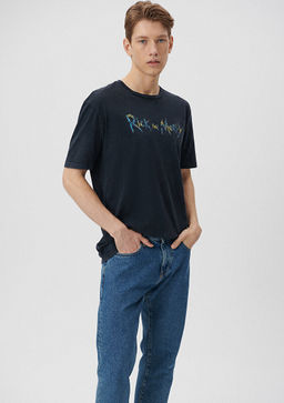 Rick and Morty Bask?l? Antrasit Tisort
