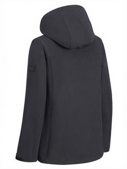 Ветровка женская софтшелл виндстоппер с капюшоном спортивная черного цвета 9616_1Ch