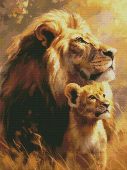 Вышивка крестиком 40х50см, Львы