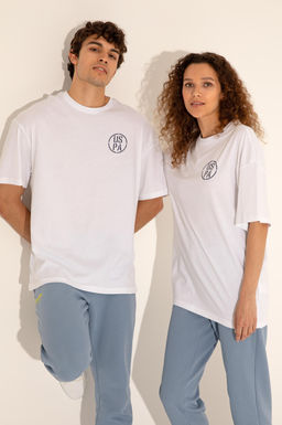 Erkek Oversize Fit Bisiklet Yaka Beyaz Ti__rt